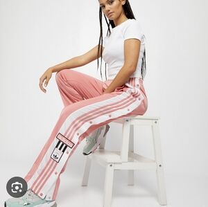 adidas Pink and White Snap-Front Track Pants